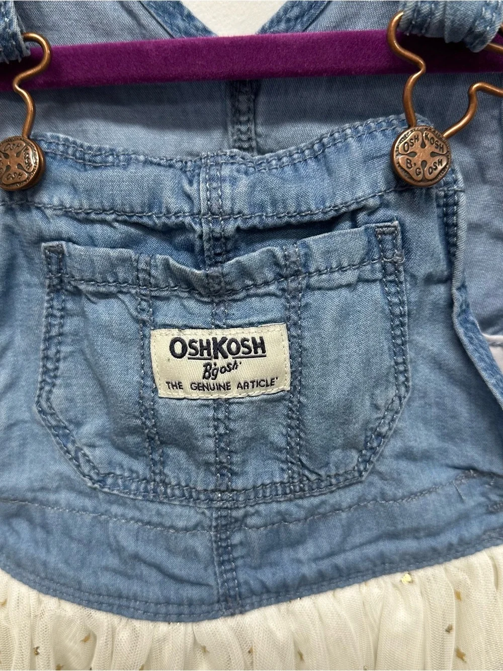 Oshkosh Bgosh Vestbak overall dress baby size 12m star tulle
